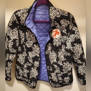 Floral Quilted Reversible Jacket with Embroidered Patch